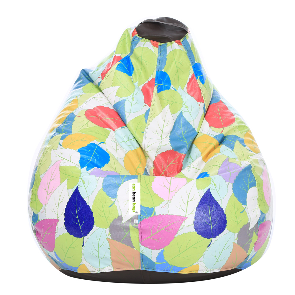 Orka Digital Printed XXXL Filled Bean Bag With Beans (Colorful Big Leaf, Multicolor)